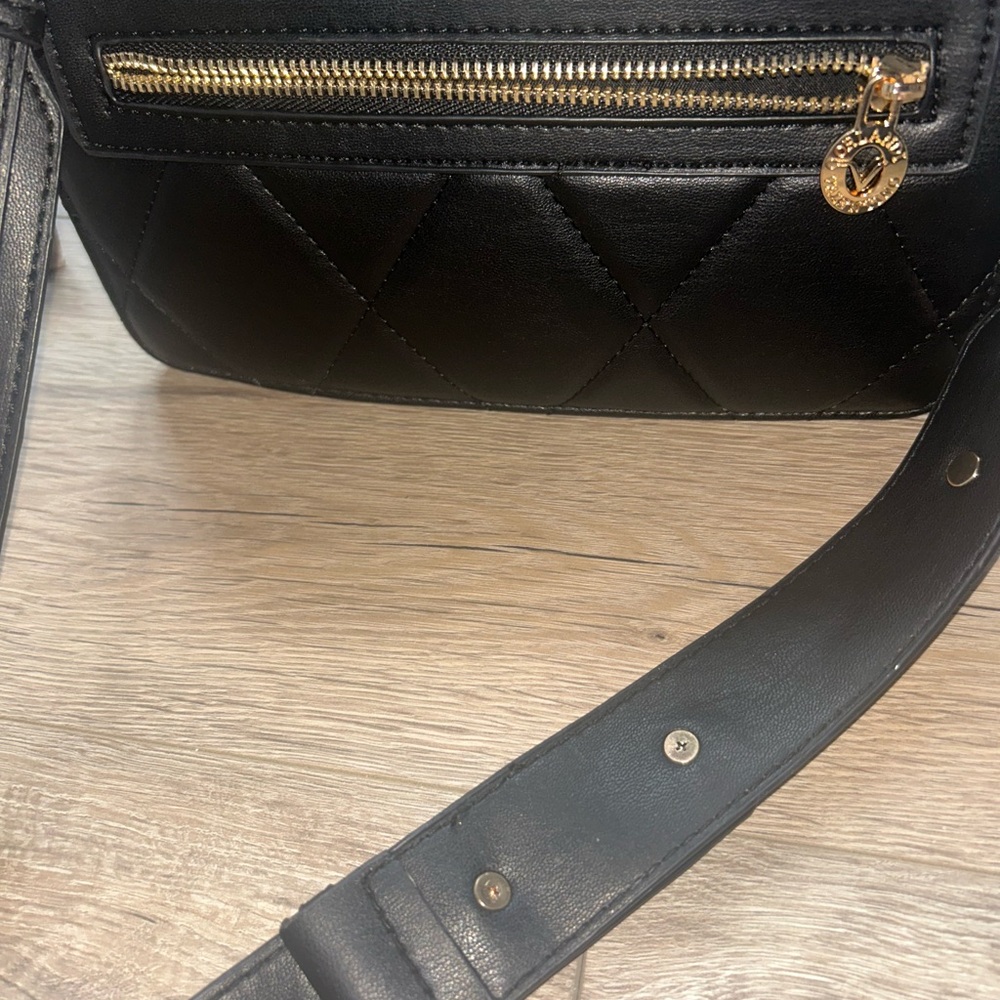 2pcs Valentino Orlandi Black Quilted Crossbody Bag + Matching Wallet Set - Picture 3 of 9